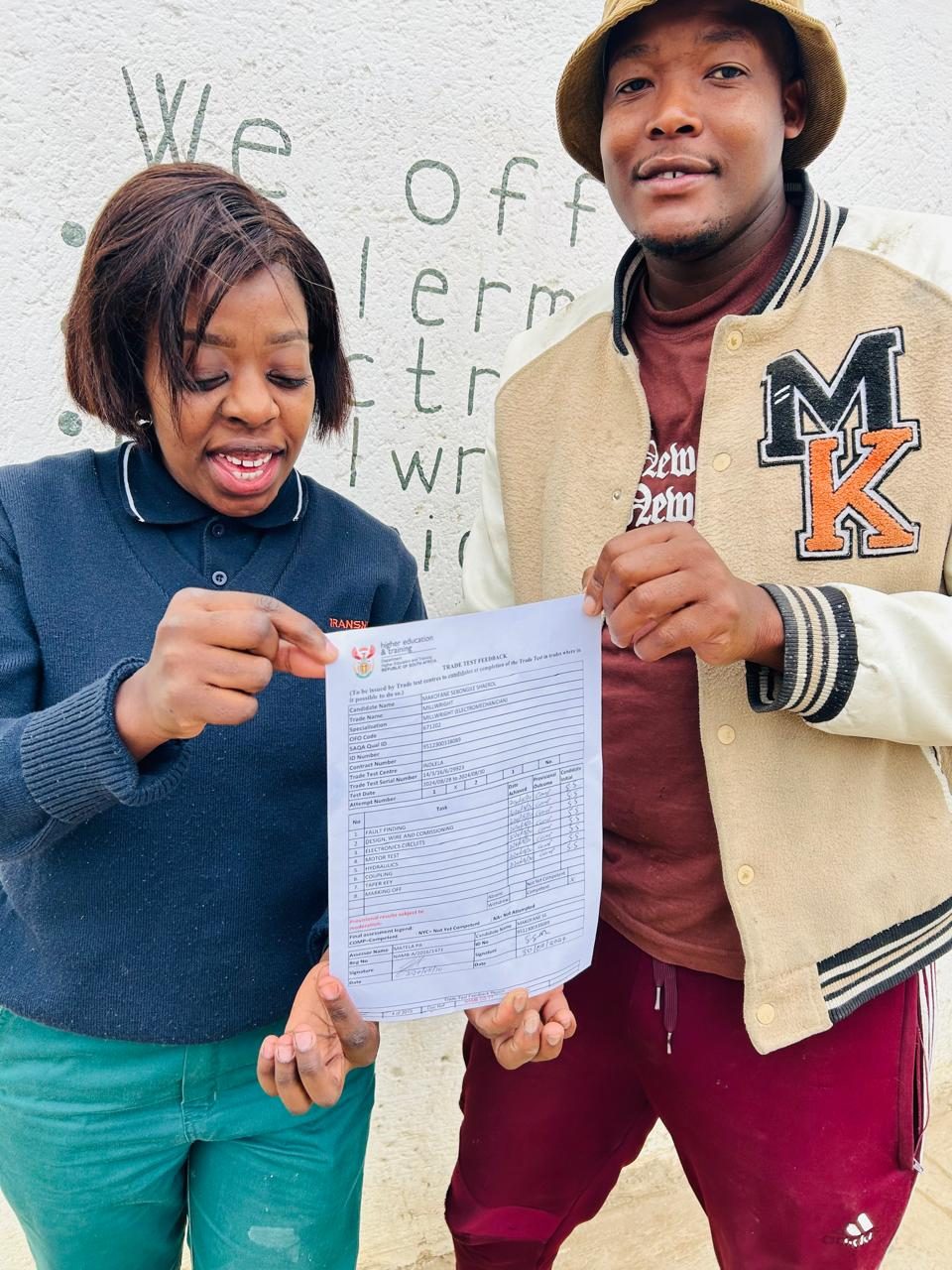 A successful Mashamaite candidate with their trade certificate